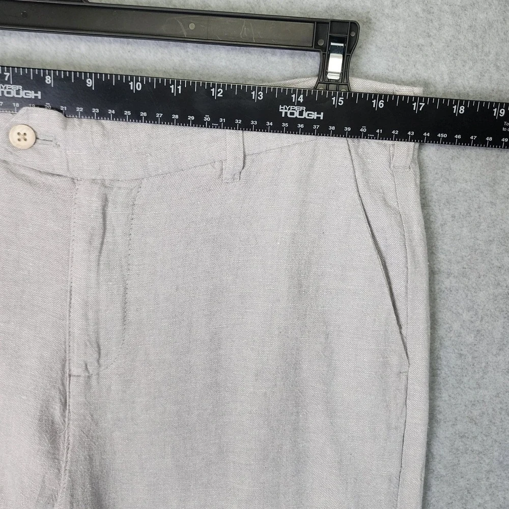 Saks Fifth Avenue Linen Blend Pants Mens 32x32 Gray Straight Leg Dress Slacks